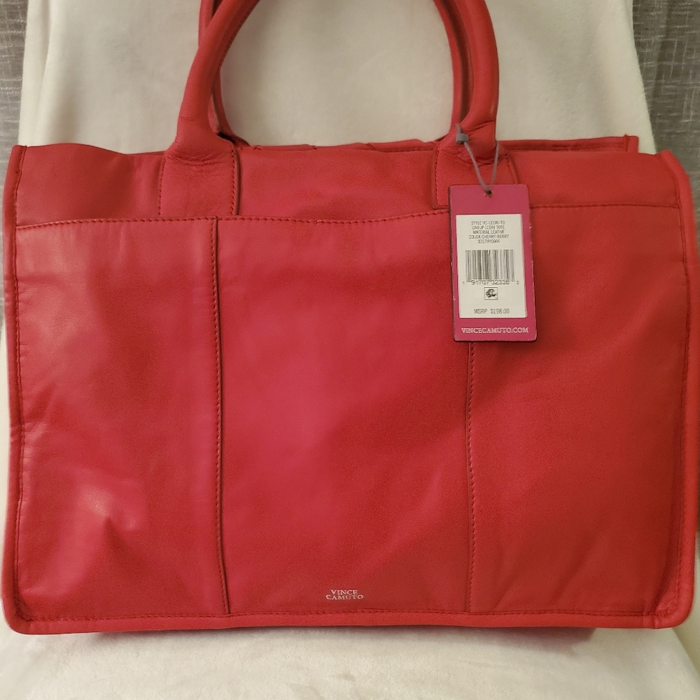 Vince Camuto Genuine Leather Red Tote